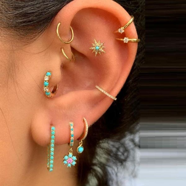 2021 spring new design fashion girl women jewelry gold color pave blue turquoises stone lovely flower charm earring, Silver
2021 spring new design fashion girl women jewelry gold color pave blue turquoises stone lovely flower charm earring, Silver