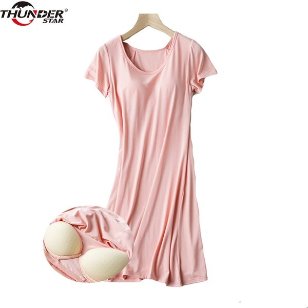 women casual night dress sleepwear built in bra padded short sleeve solid nightgown lounge dress female night sleeping dress y200425, Black;red
women casual night dress sleepwear built in bra padded short sleeve solid nightgown lounge dress female night sleeping dress y200425, Black;red