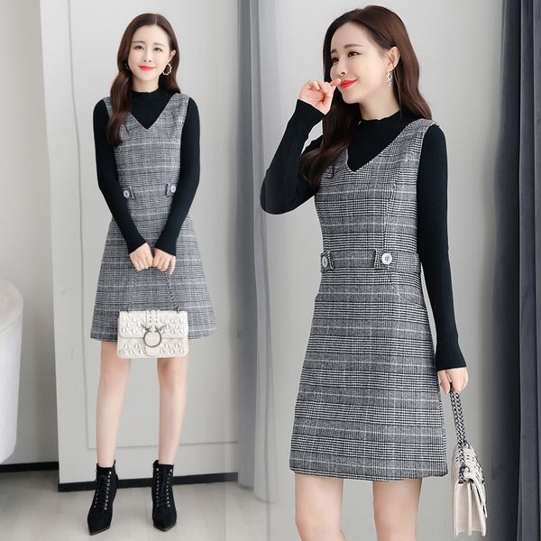 nzezy women's long sweater autumn dress women's woollen and winter 2020 mid new style thin two piece vest skirt sweater vest sweat, Black;gray
nzezy women's long sweater autumn dress women's woollen and winter 2020 mid new style thin two piece vest skirt sweater vest sweat, Black;gray