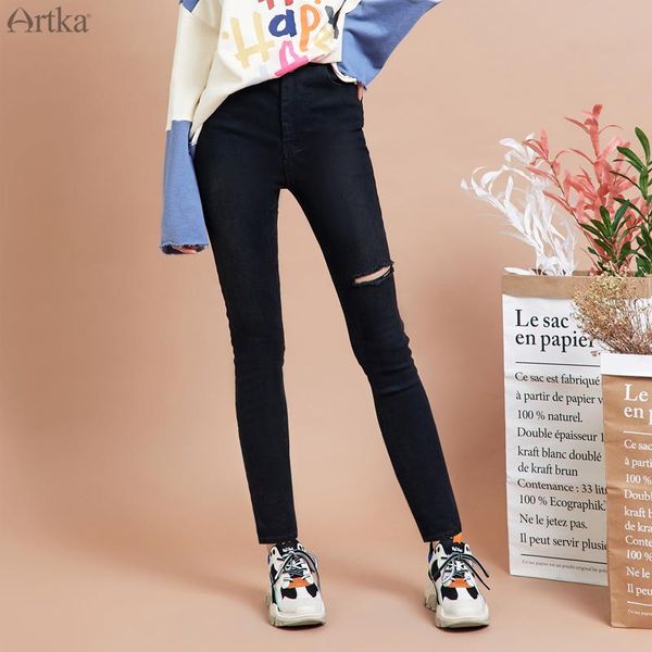 women's jeans artka 2021 autumn women fashion casual hole ripped elastic skinny denim pencil trousers black kn15391q, Blue
women's jeans artka 2021 autumn women fashion casual hole ripped elastic skinny denim pencil trousers black kn15391q, Blue