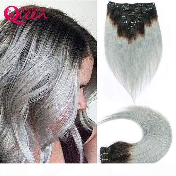 1b silver grey color straight human hair clip in brazilian ombre brazilian virgin human hair extensions 7 pcs set 120g clips, Black
1b silver grey color straight human hair clip in brazilian ombre brazilian virgin human hair extensions 7 pcs set 120g clips, Black
