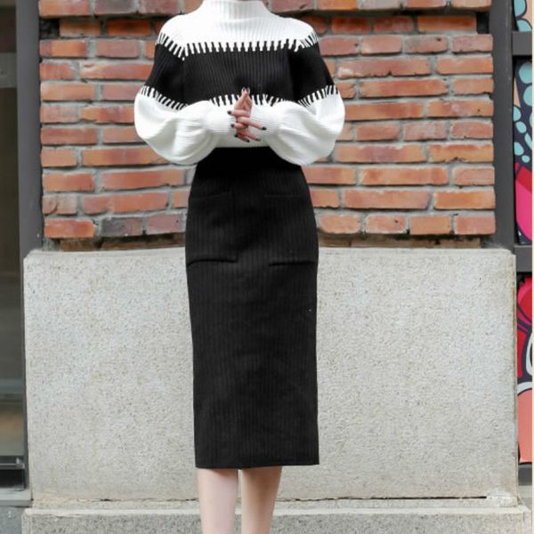 2021 new fancy feminine style knitting two-piece clothing the-neck lantern mesh sleeve oversized pullover split hem midi skirts k40u, Gray
2021 new fancy feminine style knitting two-piece clothing the-neck lantern mesh sleeve oversized pullover split hem midi skirts k40u, Gray