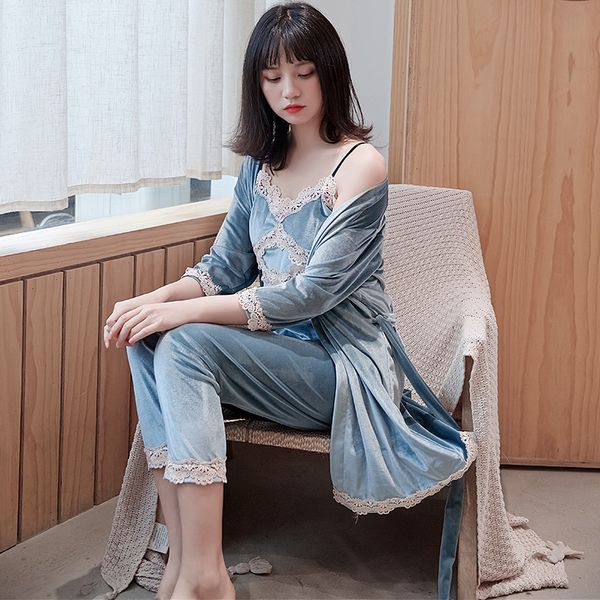 autumn new velvet lace women 4pcs pajamas suit sleepwear velour kimono bathrobe gown home clothes soft intimate lingerie, Black;red
autumn new velvet lace women 4pcs pajamas suit sleepwear velour kimono bathrobe gown home clothes soft intimate lingerie, Black;red