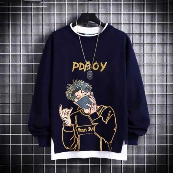 autumn and winter net red sweater t-shirt long sleeve hip hop ins trendy loose cotton crew neck fake two pieces of men's wear, Black
autumn and winter net red sweater t-shirt long sleeve hip hop ins trendy loose cotton crew neck fake two pieces of men's wear, Black