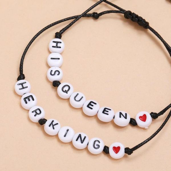 2 pcs/set his queen her king letter heart women's male rope chain resin couple bracelet for men femme on hands jewelry gifts, Golden;silver
2 pcs/set his queen her king letter heart women's male rope chain resin couple bracelet for men femme on hands jewelry gifts, Golden;silver