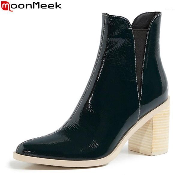 moonmeek 2020 fashion women boots genuine leather boots thick high heels pointed toe ankle for woman1, Black
moonmeek 2020 fashion women boots genuine leather boots thick high heels pointed toe ankle for woman1, Black