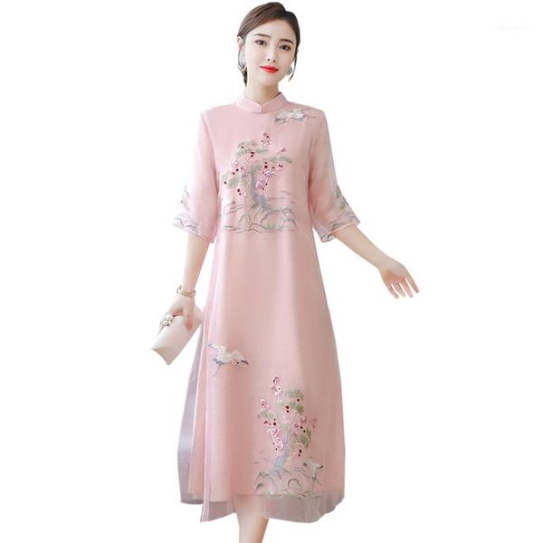 casual dresses women summer chinese style embroidery ankle-length dress vintage voile a-line elegant half sleeve long womens1, Black;gray
casual dresses women summer chinese style embroidery ankle-length dress vintage voile a-line elegant half sleeve long womens1, Black;gray