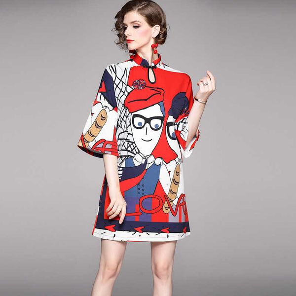 fashion elegant print dress women's stand collar three quarter sleeve mini dress ethnic style loose a-line dress t200518, Black;gray
fashion elegant print dress women's stand collar three quarter sleeve mini dress ethnic style loose a-line dress t200518, Black;gray