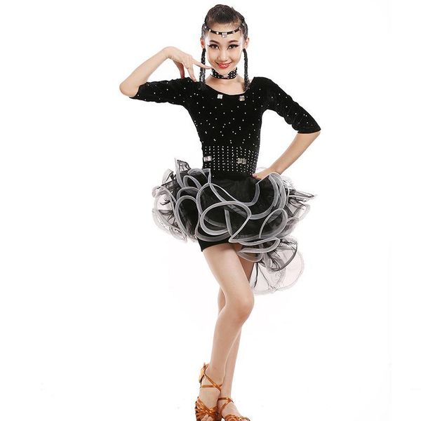 stage wear girl's latin dance dress children costumes suit girl competition clothes kids performance dancewear, Black;red
stage wear girl's latin dance dress children costumes suit girl competition clothes kids performance dancewear, Black;red