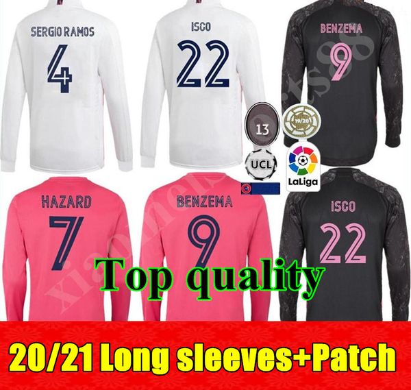 20 21 real madrid hazard modric long sleeves men soccer jerseys sergio ramos benzema isco kroos mariano home away 3rd football shirt, Black;yellow
20 21 real madrid hazard modric long sleeves men soccer jerseys sergio ramos benzema isco kroos mariano home away 3rd football shirt, Black;yellow