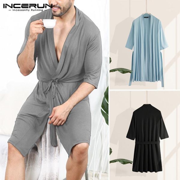 incerun men summer robes solid color kimono leisure half sleeve v neck couple bathrobe men fashion soft nightgown homewear s-5xl1, Black;brown
incerun men summer robes solid color kimono leisure half sleeve v neck couple bathrobe men fashion soft nightgown homewear s-5xl1, Black;brown