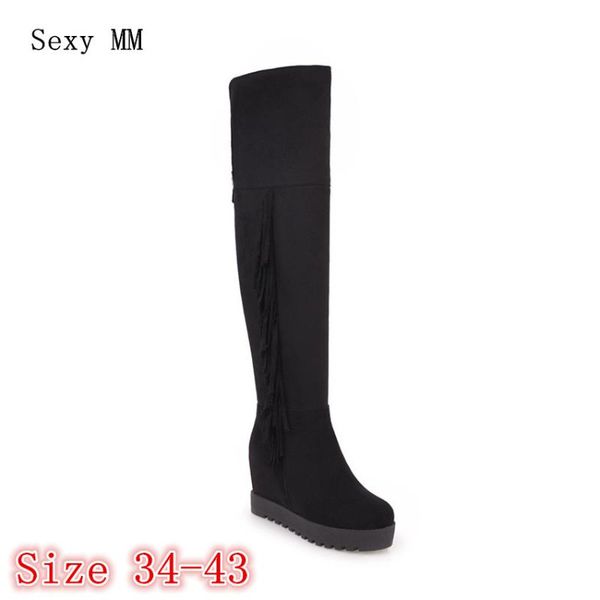 spring autumn wedges boots height increasing women over the knee boots woman thigh high plus size 34 - 40 41 42 43, Black
spring autumn wedges boots height increasing women over the knee boots woman thigh high plus size 34 - 40 41 42 43, Black