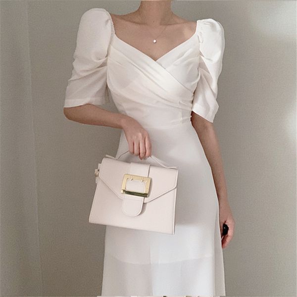 2021 new fancy korean with vintage cleavage waist high puff chiffon summer long holiday elegant white party dress lf0d, Black;gray
2021 new fancy korean with vintage cleavage waist high puff chiffon summer long holiday elegant white party dress lf0d, Black;gray