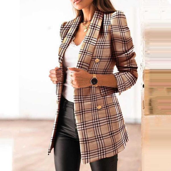 women's suits & blazers european and american autumn winter style plaid double-breasted suit collar slim long-sleeved mid-length coat1, White;black
women's suits & blazers european and american autumn winter style plaid double-breasted suit collar slim long-sleeved mid-length coat1, White;black