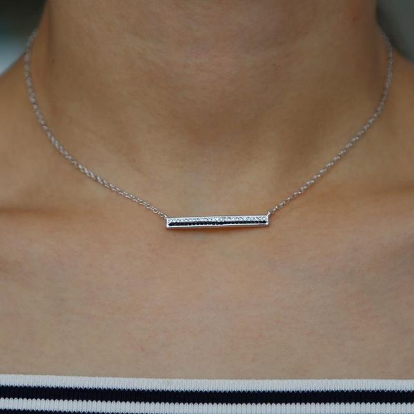 chains women lady beautiful bar necklace with black white cz paved long pendant delicate link chain for wedding, Silver
chains women lady beautiful bar necklace with black white cz paved long pendant delicate link chain for wedding, Silver