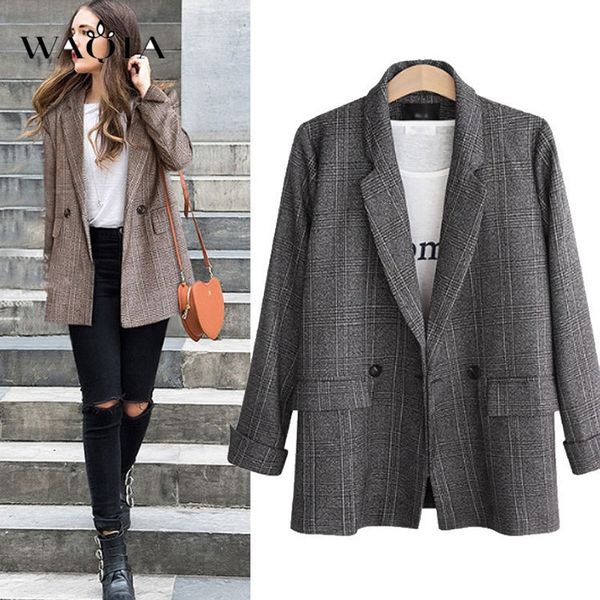 waqia plus size 5xl women plaid blazer autumn winter long sleeve double breasted coat jacket office lady casual outerwear y200107, White;black
waqia plus size 5xl women plaid blazer autumn winter long sleeve double breasted coat jacket office lady casual outerwear y200107, White;black