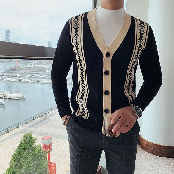 new autumn contrast color knitted cardigan men's long-sleeved retro casual jacket korean style slim trend sweater tide pullover, White;black
new autumn contrast color knitted cardigan men's long-sleeved retro casual jacket korean style slim trend sweater tide pullover, White;black
