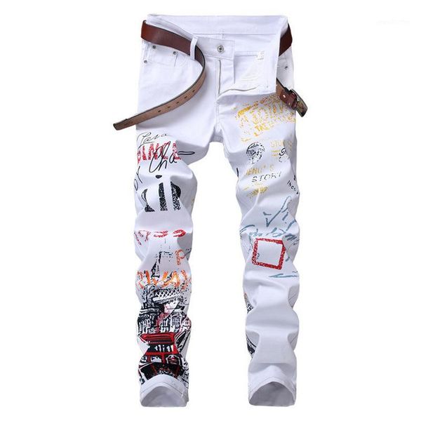 men's jeans mens night club black white color letters pattern printed men punk pants stretch cotton skinny hip hop1, Blue
men's jeans mens night club black white color letters pattern printed men punk pants stretch cotton skinny hip hop1, Blue