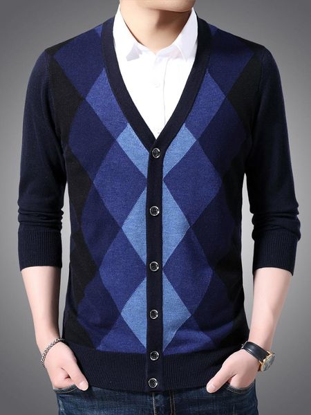 men's sweaters autumn father's knitted cardigan wool v-neck middle aged and elderly long sleeve sweater large plaid man, White;black
men's sweaters autumn father's knitted cardigan wool v-neck middle aged and elderly long sleeve sweater large plaid man, White;black