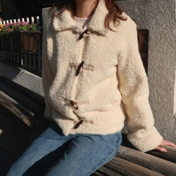womens winter coats and short jackets cashmere lambwool horn button loose plus size oversized brown chaqueta mujer veste femme, Black;brown
womens winter coats and short jackets cashmere lambwool horn button loose plus size oversized brown chaqueta mujer veste femme, Black;brown