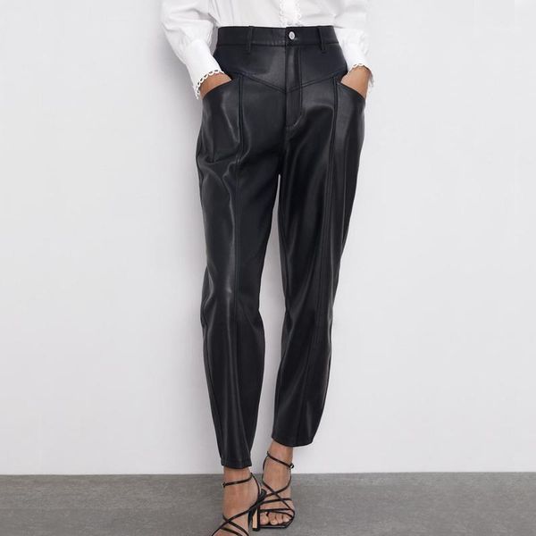 fandy lokar faux leather pants women fashion pu leather loose trousers women elegant pockets zipper button pant female ladies ir1, Black;white
fandy lokar faux leather pants women fashion pu leather loose trousers women elegant pockets zipper button pant female ladies ir1, Black;white