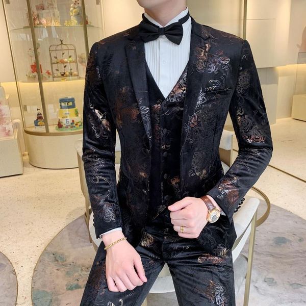 luxury velour suit for men 3 piece suit balck gold print velvet men tuxedo 2020 grooms smoking homme mariage slim fit, White;black
luxury velour suit for men 3 piece suit balck gold print velvet men tuxedo 2020 grooms smoking homme mariage slim fit, White;black