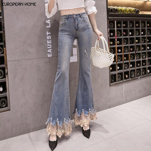 new spring autumn jeans women clothes fashion beaded lace elastic force boot cut pant korean solid slim high waist jeans t105, Blue
new spring autumn jeans women clothes fashion beaded lace elastic force boot cut pant korean solid slim high waist jeans t105, Blue