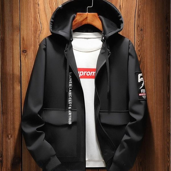 2021 new jacket men spring autumn hooded jackets men's slim cabm, White;black
2021 new jacket men spring autumn hooded jackets men's slim cabm, White;black