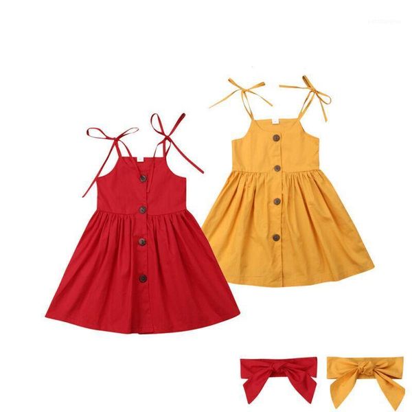 girl's dresses 1-6y summer kids toddler baby girls party dress princess solid button sleeveless pleated strap + headband outfits pagean, Red;yellow
girl's dresses 1-6y summer kids toddler baby girls party dress princess solid button sleeveless pleated strap + headband outfits pagean, Red;yellow
