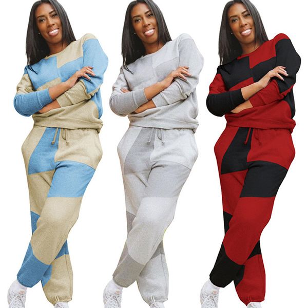 plaid patchwork two piece pants womens designer long sleeve hoodies and loose trousers autumn winter casual women 2pcs sets, White
plaid patchwork two piece pants womens designer long sleeve hoodies and loose trousers autumn winter casual women 2pcs sets, White