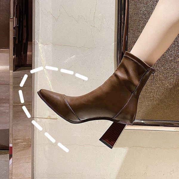 leather boots women shoes high heel pointed toe shoes women block heels ankle boots female heels fashion new, Black
leather boots women shoes high heel pointed toe shoes women block heels ankle boots female heels fashion new, Black