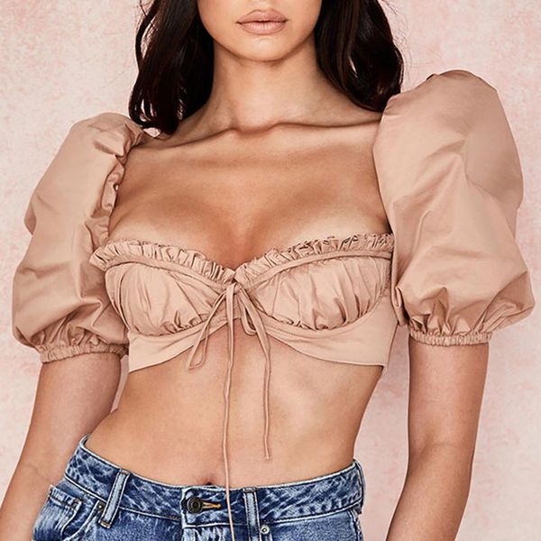 women's blouses & shirts vintage square collar low cut cropped women female front lace up blouse lady crop puff sleeve blusas muje, White
women's blouses & shirts vintage square collar low cut cropped women female front lace up blouse lady crop puff sleeve blusas muje, White