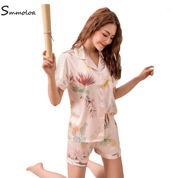 smmoloa summer style women satin silk pajama sets female superior print sleepwear suit1, Black;red 
smmoloa summer style women satin silk pajama sets female superior print sleepwear suit1, Black;red