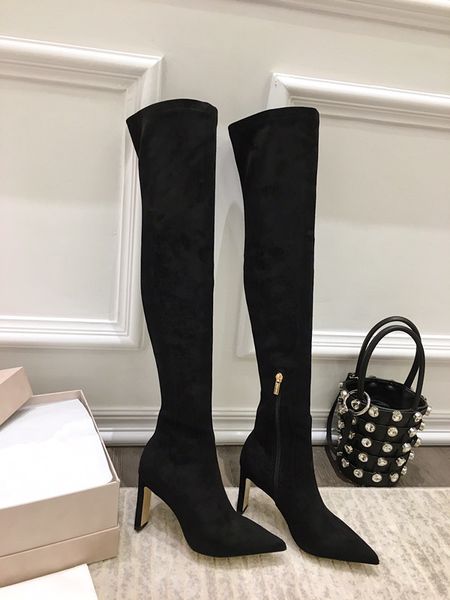 autumn winter women style elastic high boots classic pointed toes high heel knee shoes, Black
autumn winter women style elastic high boots classic pointed toes high heel knee shoes, Black