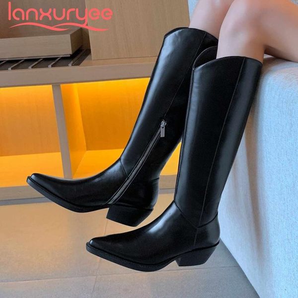 lanxuryee western boots real cow leather pointed toe thick high heel zipper beauty lady mature knee boots l22, Black
lanxuryee western boots real cow leather pointed toe thick high heel zipper beauty lady mature knee boots l22, Black