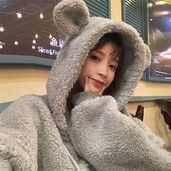 kawaii women hoodies pullover girl winter loose fluffy bear ear hoodie hooded jacket warm outerwear coat cute sweatshirt girls y200610, Black
kawaii women hoodies pullover girl winter loose fluffy bear ear hoodie hooded jacket warm outerwear coat cute sweatshirt girls y200610, Black