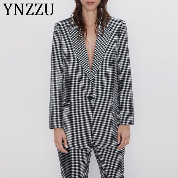 ynzzu 2020 autumn vintage plaid women blazer single button office lady workwear female jacket suits sets blazer feminino a1213, White;black
ynzzu 2020 autumn vintage plaid women blazer single button office lady workwear female jacket suits sets blazer feminino a1213, White;black