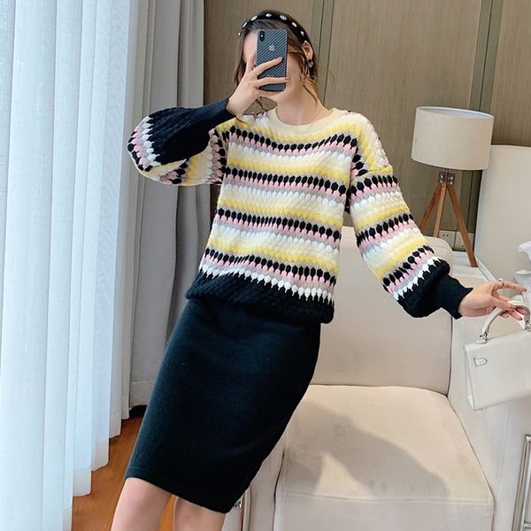 languid style thick suit skirt sweater sweater new women's suit skirt loose two piece set yanef, White;black
languid style thick suit skirt sweater sweater new women's suit skirt loose two piece set yanef, White;black