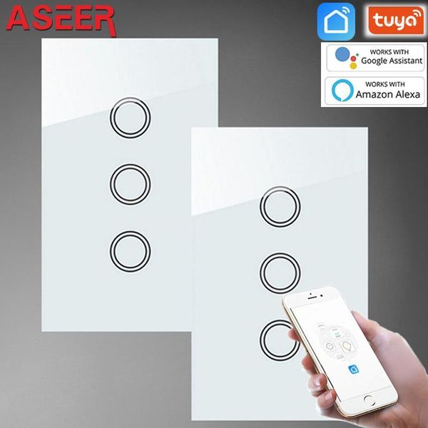 aseer,au/us 2pcs 3 gang 2 way wifi touch light wall switch white glass panel with blue/red led backlight,smart life app control1
aseer,au/us 2pcs 3 gang 2 way wifi touch light wall switch white glass panel with blue/red led backlight,smart life app control1