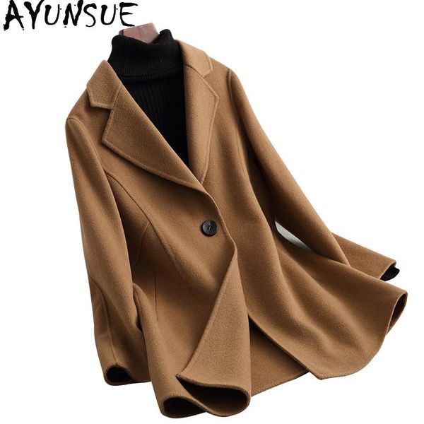 women's wool & blends ayunsue casual women coat autumn winter coats camel color double-side female jacket outwear abrigo mujer 38059 wy, Black
women's wool & blends ayunsue casual women coat autumn winter coats camel color double-side female jacket outwear abrigo mujer 38059 wy, Black