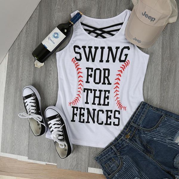 fashion women tank baseball swing for the fences criss cross tank letter print tank casual lady, White
fashion women tank baseball swing for the fences criss cross tank letter print tank casual lady, White