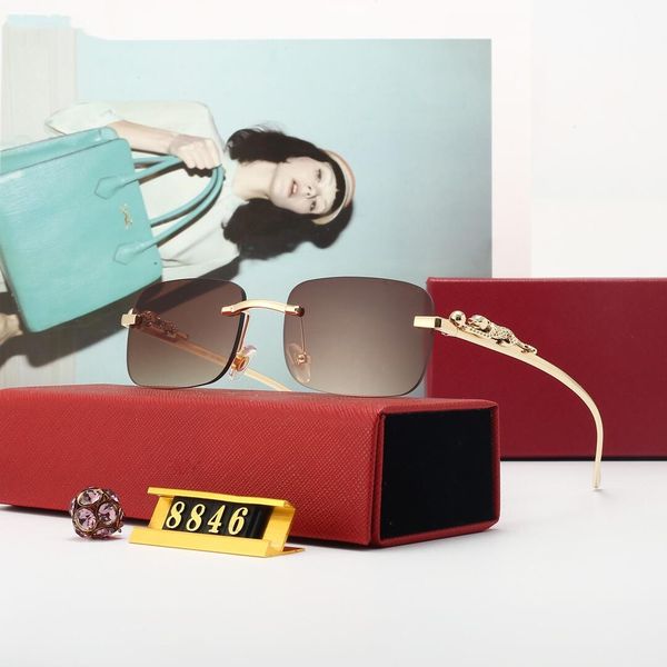 2022 classic fashion frameless square sunglasses men women exquisite cheetah logo eyeglasses small leopard gold metal with box, White;black 
2022 classic fashion frameless square sunglasses men women exquisite cheetah logo eyeglasses small leopard gold metal with box, White;black