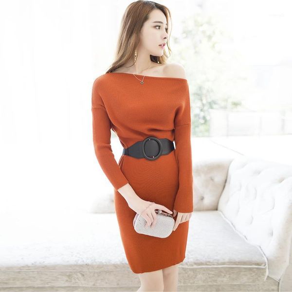 coigarsam office lady full sleeve women dress new winter solid high waist dresses 5481, Black;gray