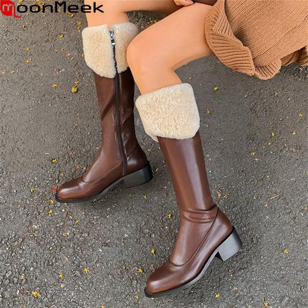 boots moonmeek 2021 genuine leather thick heels square toe black color ladies shoes winter fashion knee high
boots moonmeek 2021 genuine leather thick heels square toe black color ladies shoes winter fashion knee high