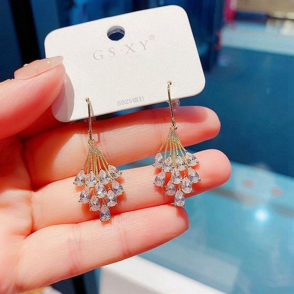 dangle & chandelier exquisite cubic zirconia peacock tail drop earrings for women cz crystal stone jewelry, Silver
dangle & chandelier exquisite cubic zirconia peacock tail drop earrings for women cz crystal stone jewelry, Silver