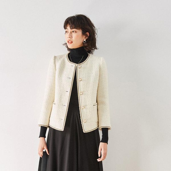 women's wool & blends small fragrance bright silk elegant temperament white round neck long sleeve coat fall fashion commuting clothes, Black
women's wool & blends small fragrance bright silk elegant temperament white round neck long sleeve coat fall fashion commuting clothes, Black