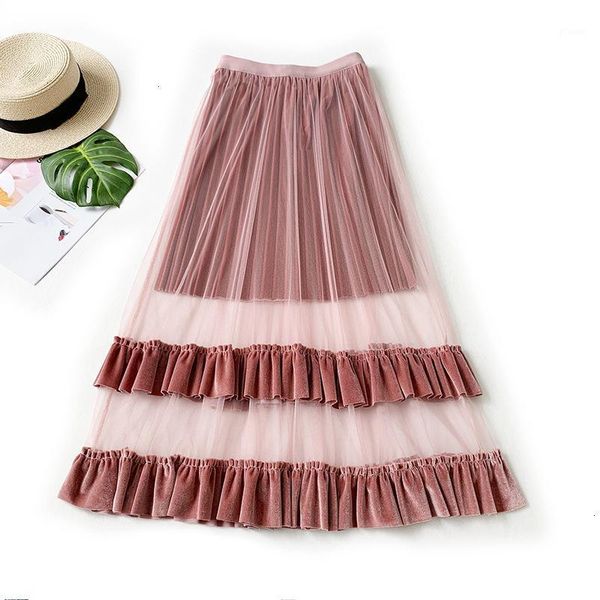 autumn winter retro velvet long skirt ruffles sweet women skirts mesh patchwork high waist skirt cake faldas mujer moda1, Black
autumn winter retro velvet long skirt ruffles sweet women skirts mesh patchwork high waist skirt cake faldas mujer moda1, Black