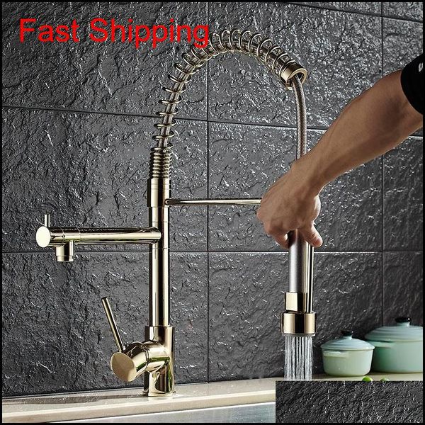 wholesale- luxury gold color new kitchen faucet tap two swivel spouts extensible spring mixer tap gold pull out d qylbpm yh_pack
wholesale- luxury gold color new kitchen faucet tap two swivel spouts extensible spring mixer tap gold pull out d qylbpm yh_pack
