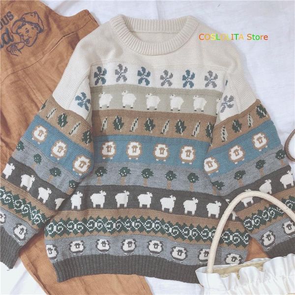 autumn winter japanese new women long sleeve sweater soft sister cartoon jacquard pullover contrast loose wild student, White;black
autumn winter japanese new women long sleeve sweater soft sister cartoon jacquard pullover contrast loose wild student, White;black