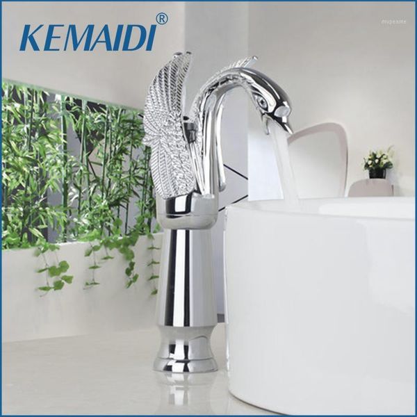 

bathroom sink faucets kemaidi chrome deck mount mixer single handle tap sliver basin torneira tall swan waterfall faucets1